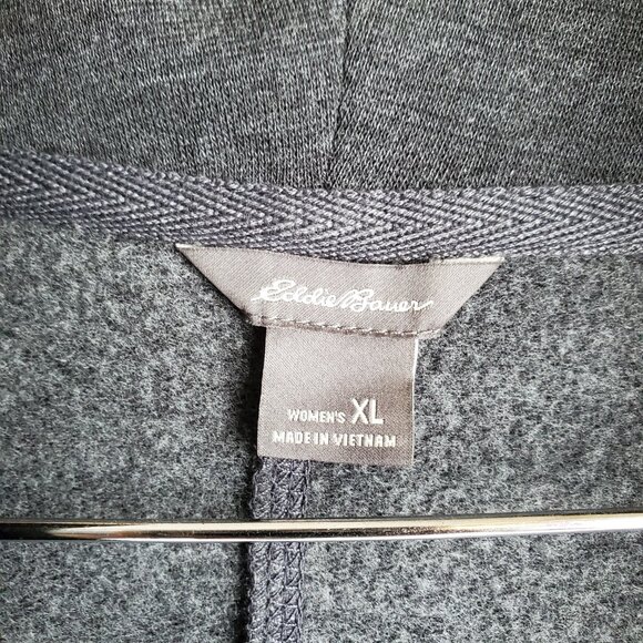❌️Eddie Bauer Womens Camp Fleece Wrap Cardigan Open Front Gray Size XL - Picture 7 of 10